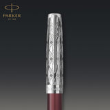 Parker Sonnet Premium Metal Red CT Gold nib 18k Fountain Pen - Metal & Red Satin Finish with Chrome Trim