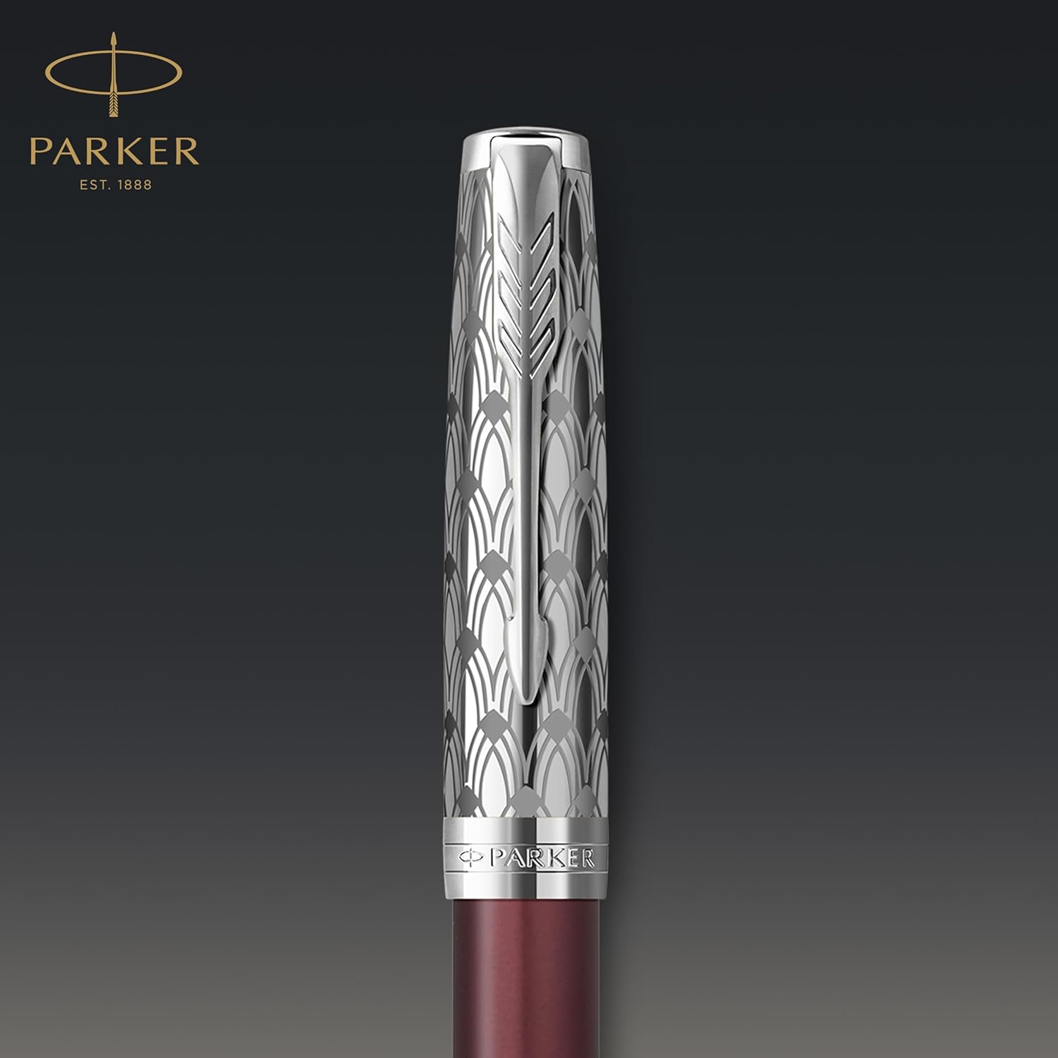 Parker Sonnet Premium Metal Red CT Gold nib 18k Fountain Pen - Metal & Red Satin Finish with Chrome Trim