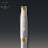 Parker Sonnet Fountain Pen – Stainless Steel with Gold Trim (Medium Nib)
