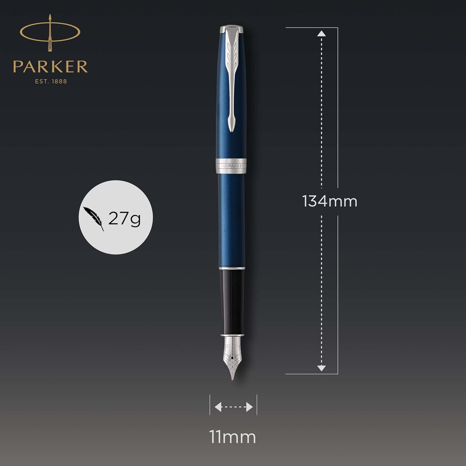 Parker Sonnet Fountain Pen – Blue Lacquer Palladium Trim, Medium Nib