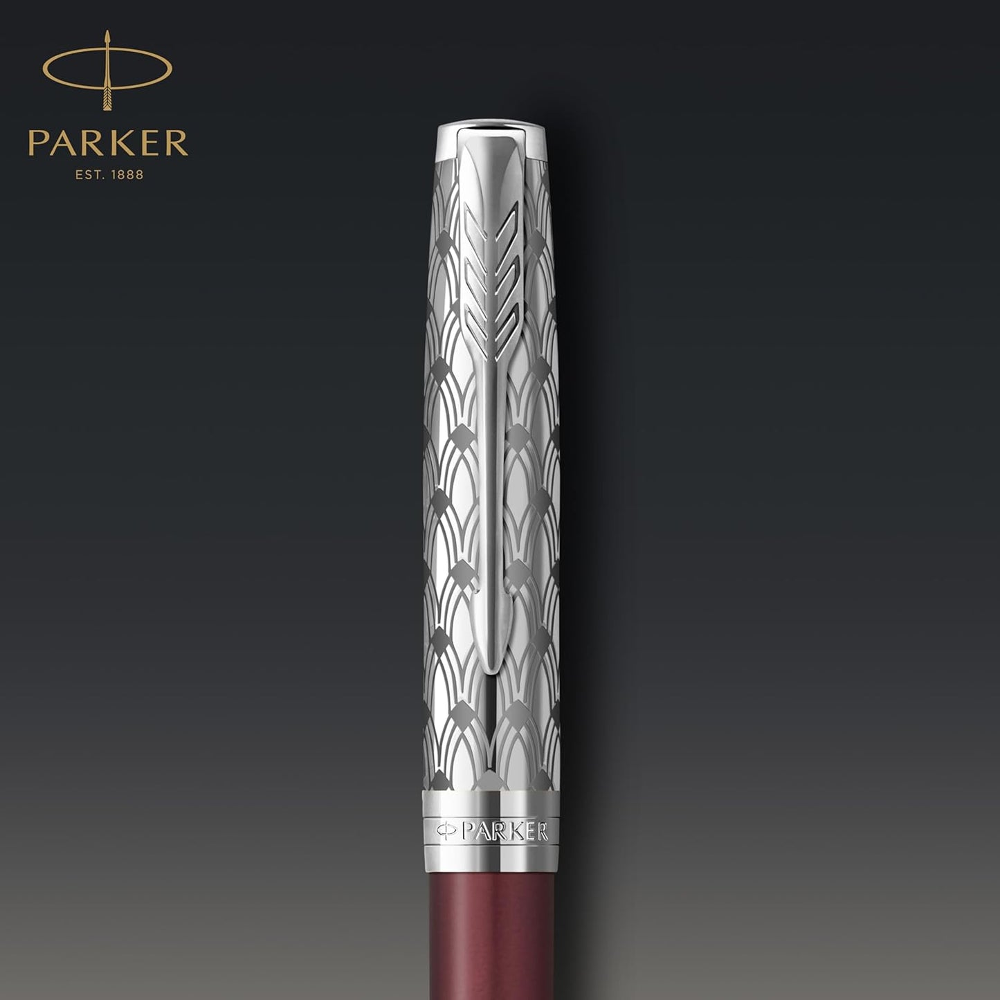 Parker Sonnet Premium Ballpoint Pen – Metal & Red Satin Finish with Chrome Trim
