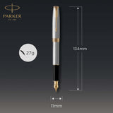Parker Sonnet Fountain Pen – Stainless Steel with Gold Trim (Medium Nib)