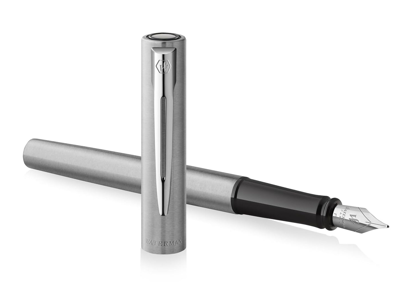 Waterman Graduate Chrome Fountain Pen – Fine Nib, Blue Ink