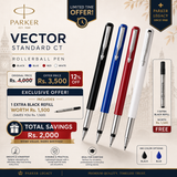 Parker Vector Standard CT Rollerball Pen – Red / Black / Blue / White