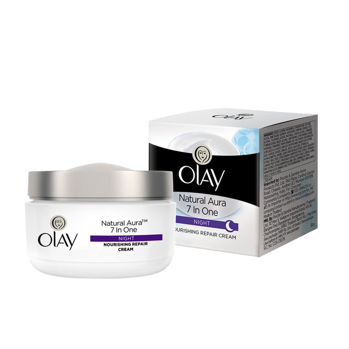 Olay Natural Aura All-In-One Radiance With Mulberry Extract Night Cream, 50g