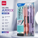 Deli EG09 Arrix Retractable Gel Pen – 0.5mm (Assorted Body Colours)