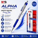 M&G Alpha Ballpoint Pen 01771 – 0.7mm Medium Tip | Smooth Writing Ball Pen (Blue)