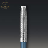 Parker Sonnet Premium Ballpoint Pen – Metal & Blue Satin Finish with Chrome Trim