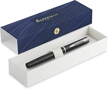Waterman Allure Fountain Pen | Black Lacquer | Fine Nib | Blue Ink