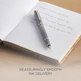 Parker IM Fountain Pen Grey Chrome – Fine Nib, Blue Ink