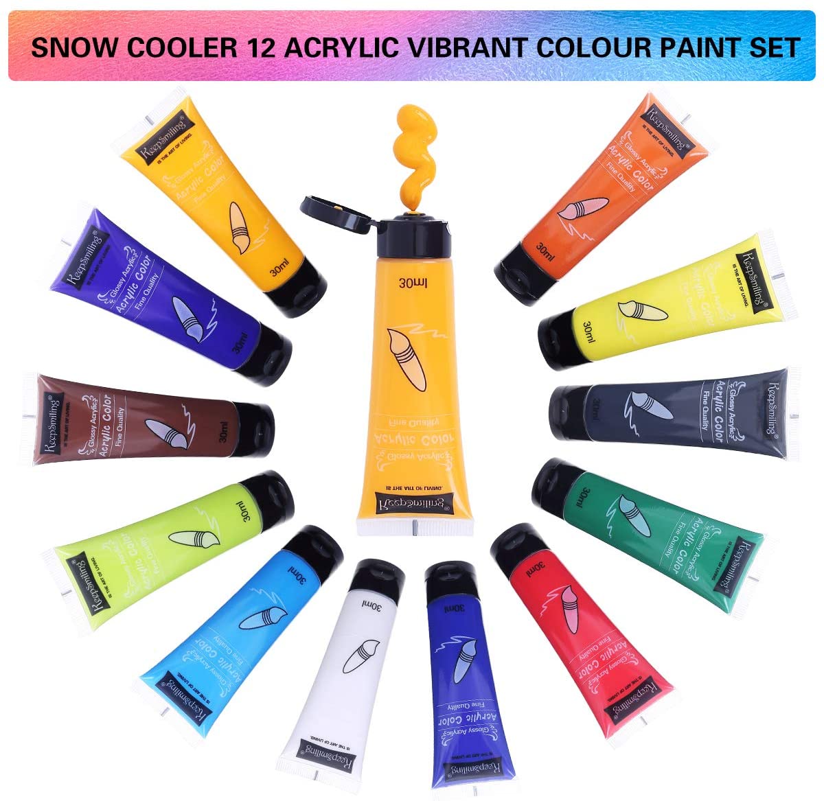 Keep Smiling Acrylic Paint 30ml Set Of 12