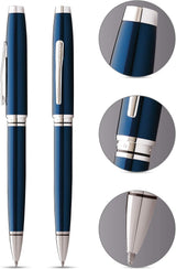 Cross Coventry Ballpoint Pen – Blue Lacquer with Polished Chrome (Blue Ink)
