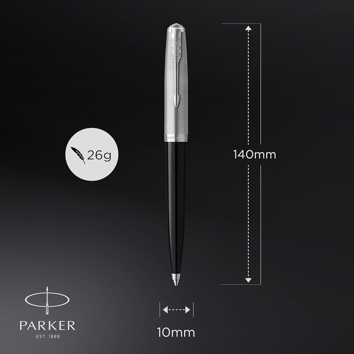 Parker 51 Chrome Trim Black Ballpoint Pen