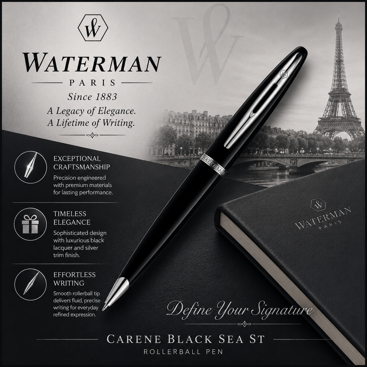 Waterman Carène Black Sea ST Rollerball Pen