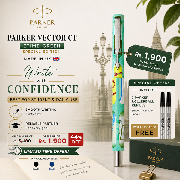 Parker Vector CT rollerball pen, ETIME green special edition, made in UK