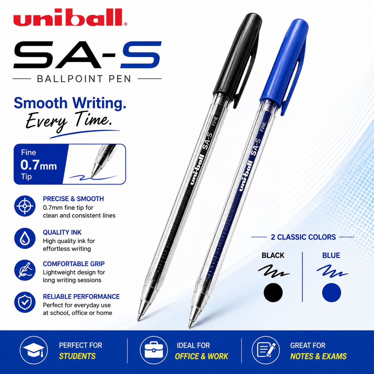 Uni SA-S Ballpoint Pen — Pack of 6 & 12