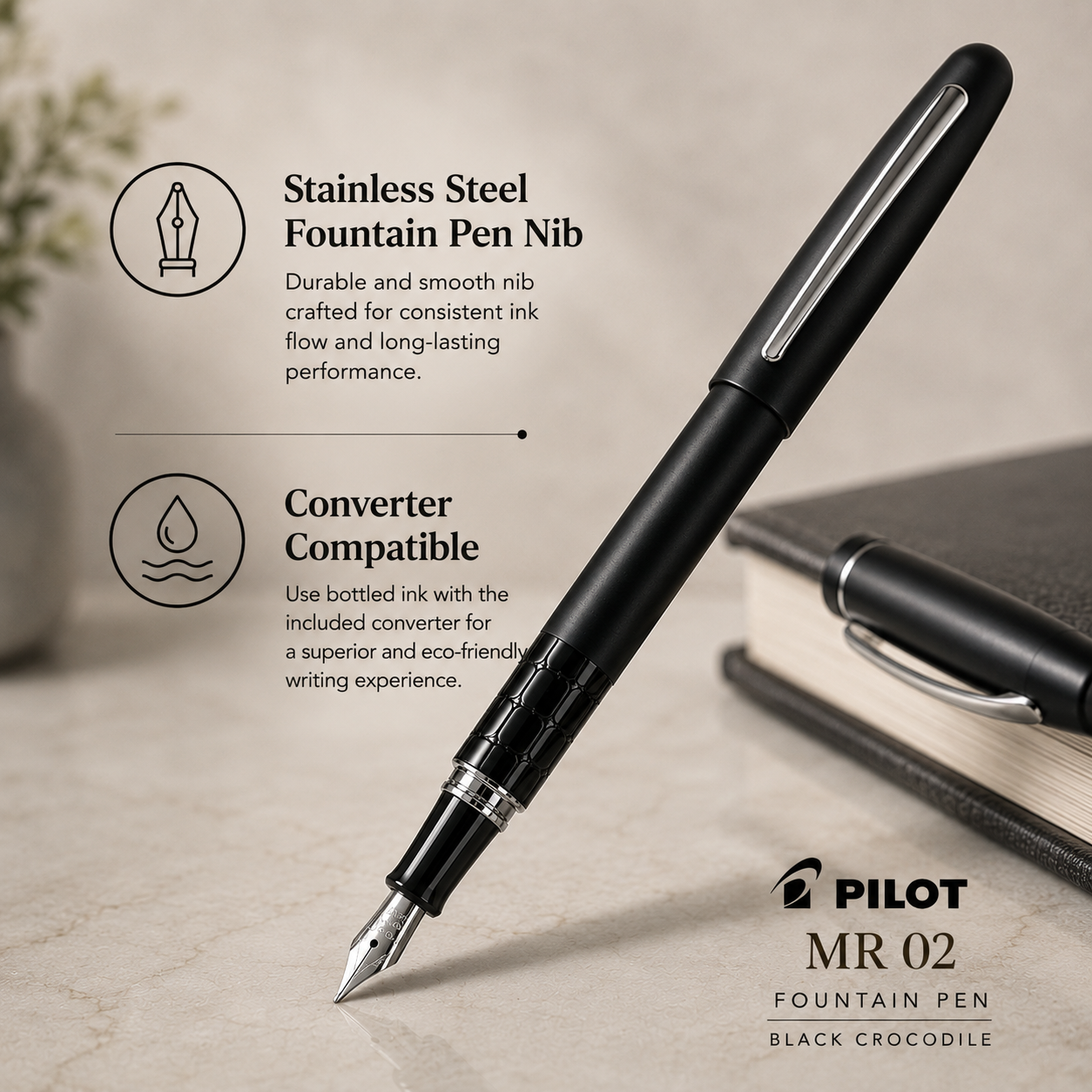 Pilot MR 02 Ballpoint Pen – Black Crocodile