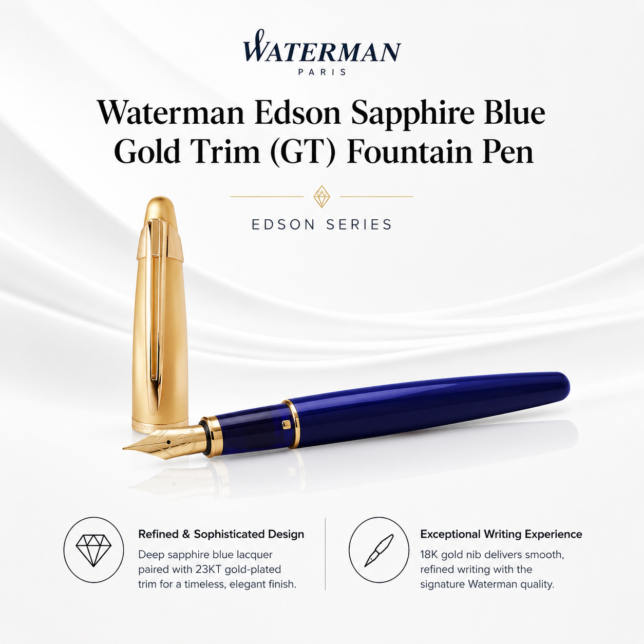 Waterman Elegance Rollerball Pen – Ivory & Gold Trim (GT)