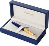 Waterman Edson Fountain Pen – Sapphire Blue Gold Trim (GT) Medium Nib