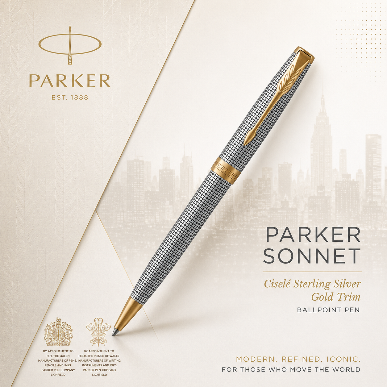 Parker Sonnet Ciselé Sterling Silver GT Ballpoint Pen