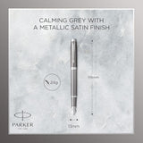 Parker IM Fountain Pen Grey Chrome – Fine Nib, Blue Ink