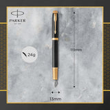 Parker IM Premium Fountain Pen – Matte Black Diamond Pattern Gold Trim Fine Nib