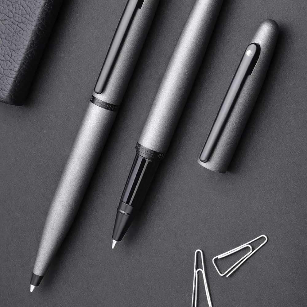 Sheaffer VFM 9424 Ballpoint Pen — Matte Grey | Black PVD Trim