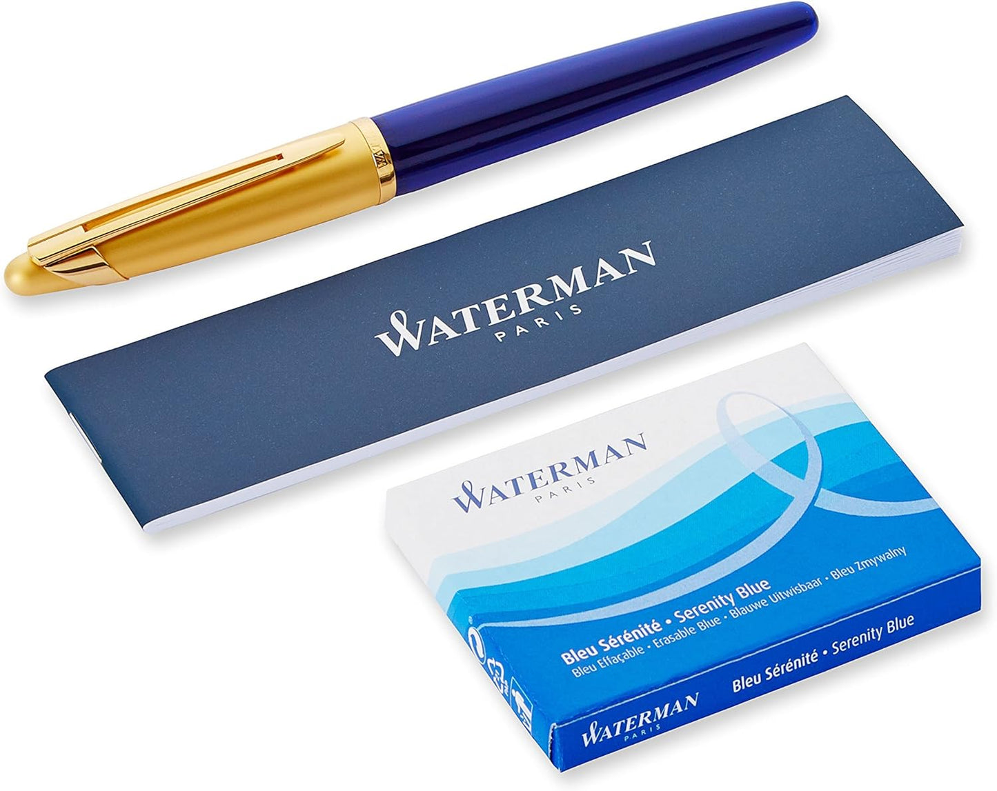Waterman Edson Fountain Pen – Sapphire Blue Gold Trim (GT) Medium Nib