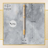Parker IM Premium Fountain Pen – Warm Silver Champagne Diamond Pattern Gold Trim