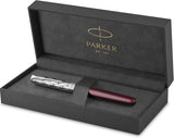 Parker Sonnet Premium Metal Red CT Gold nib 18k Fountain Pen - Metal & Red Satin Finish with Chrome Trim