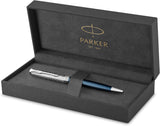 Parker Sonnet Premium Ballpoint Pen – Metal & Blue Satin Finish with Chrome Trim