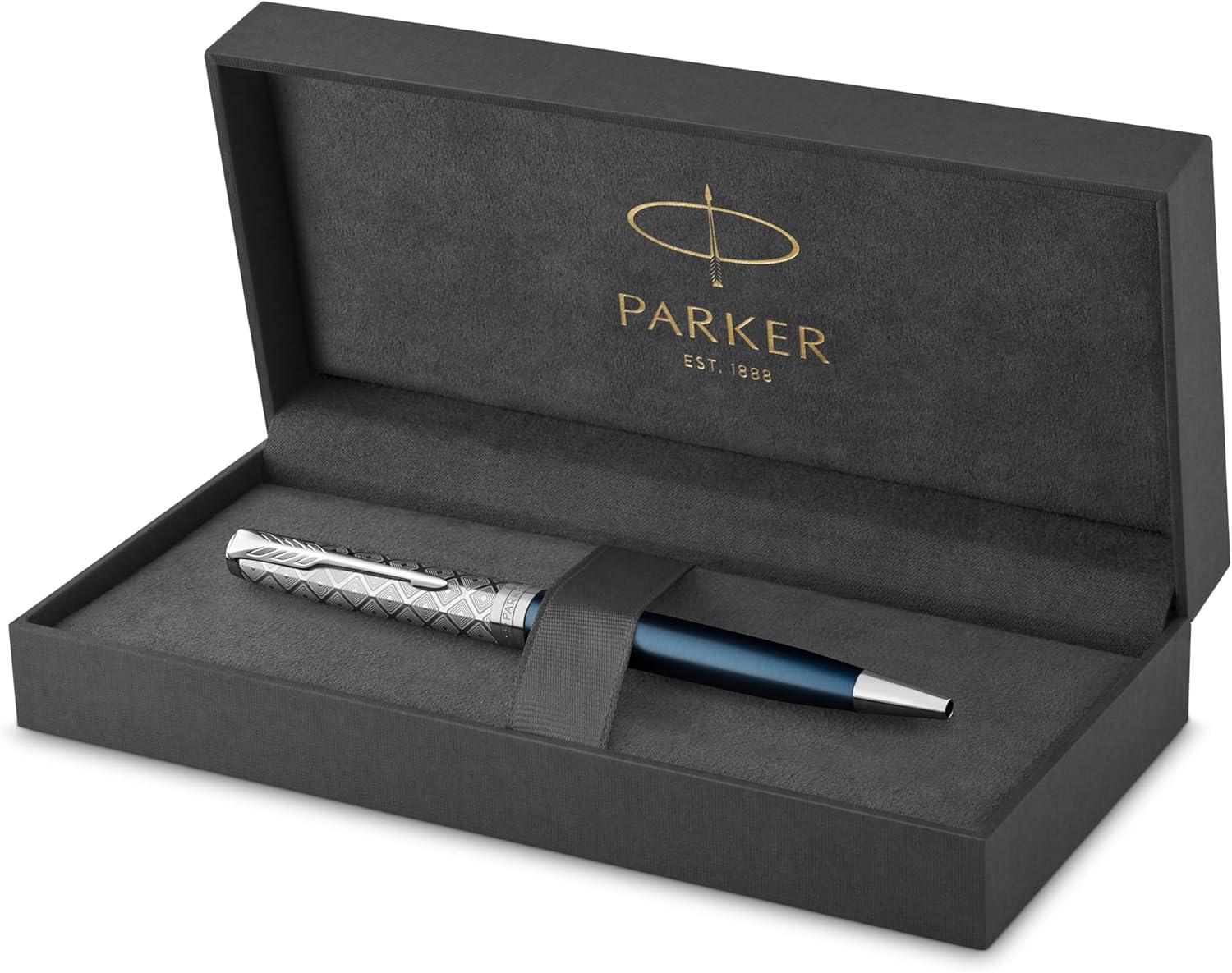 Parker Sonnet Premium Ballpoint Pen – Metal & Blue Satin Finish with Chrome Trim