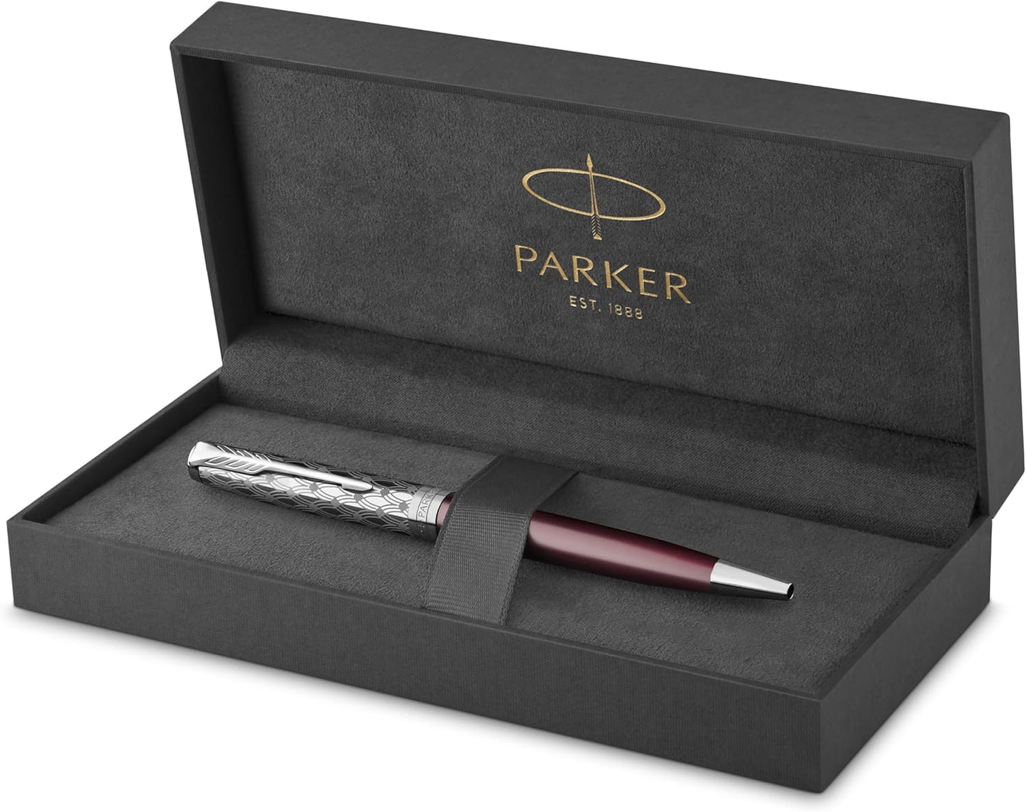 Parker Sonnet Premium Ballpoint Pen – Metal & Red Satin Finish with Chrome Trim