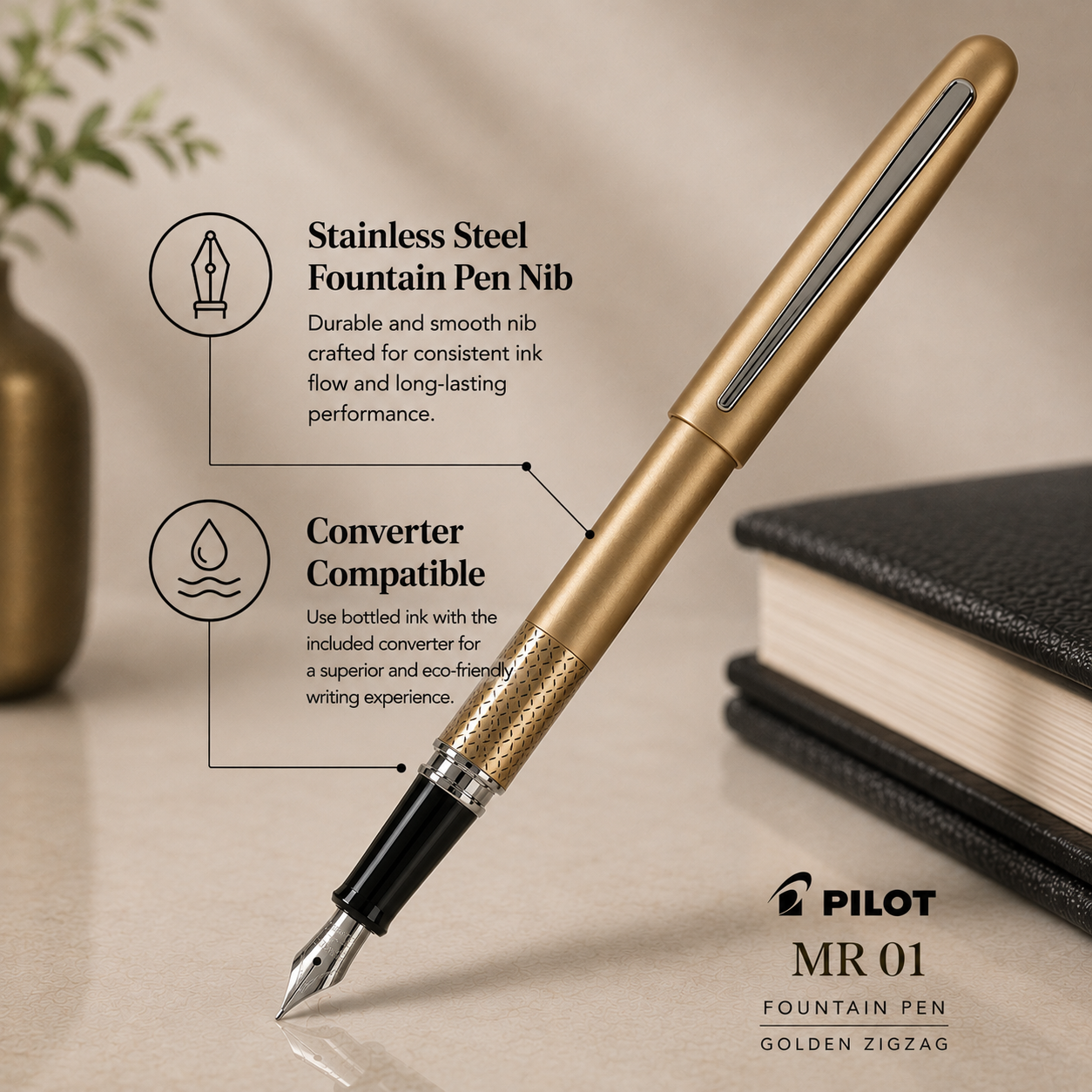 Pilot MR 01 Fountain Pen – Golden Zigzag