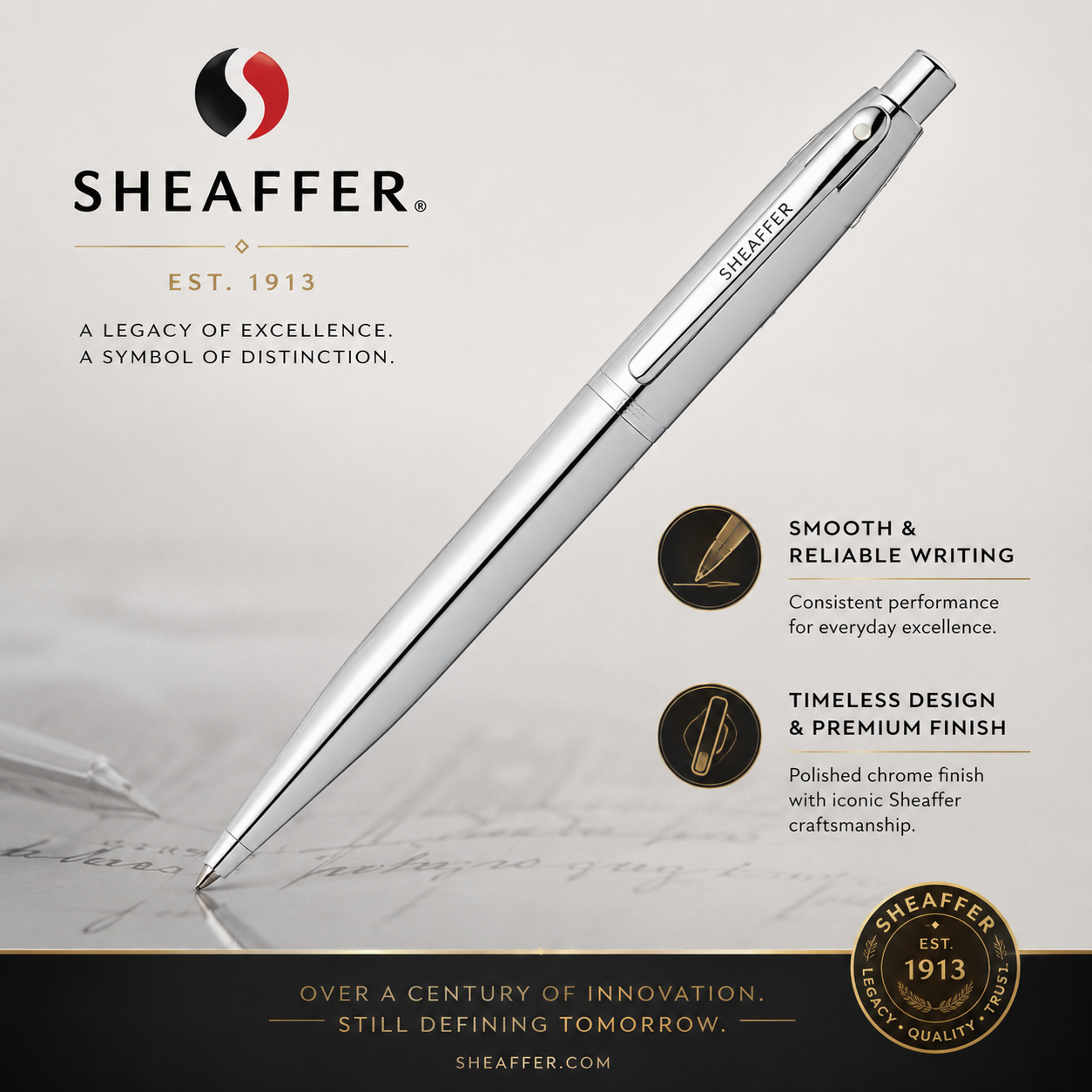 Sheaffer VFM 9421 Ballpoint Pen – Polished Chrome Trim