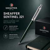 Sheaffer Sentinel 321 Green Chrome Cap Ballpoint Pen