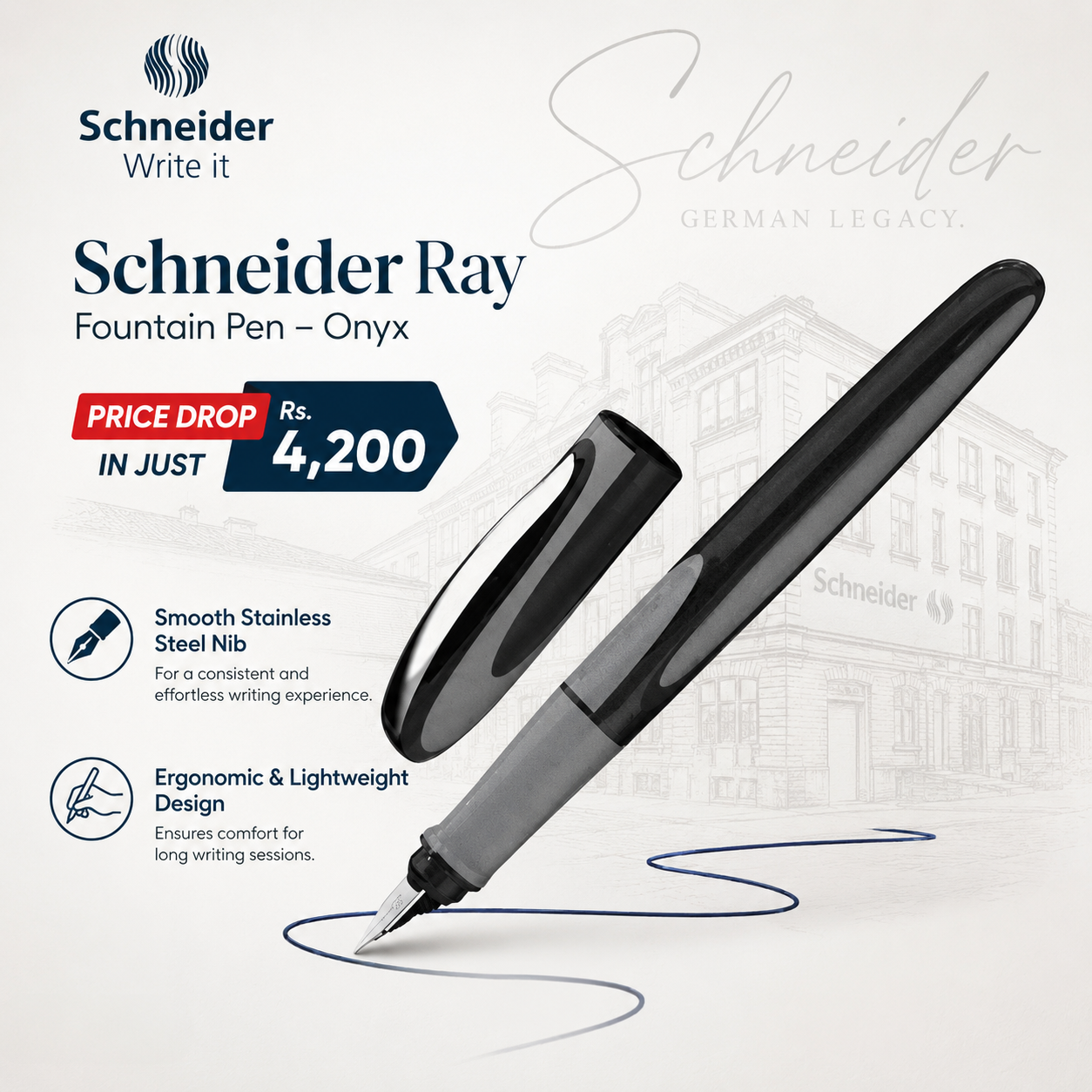 Schneider Ray Fountain Pen – Onyx