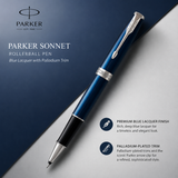 Parker Sonnet Rollerball Pen – Blue Lacquer Palladium Trim