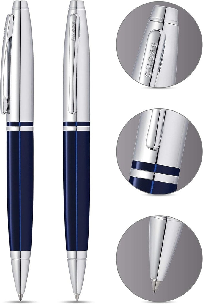 Coventry Blue Lacquer with Polished Chrome Appointments Ballpoint Pen (Blue Ink)