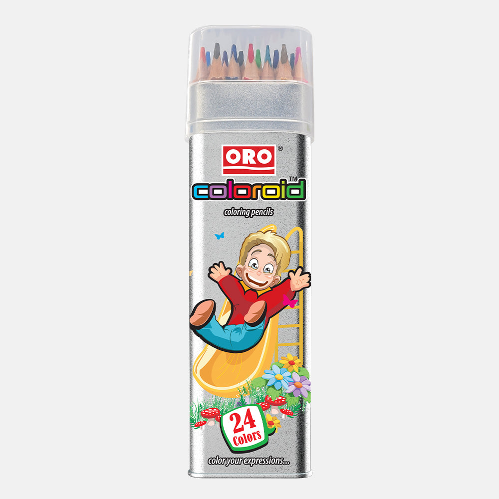 ORO Coloroid Tin Jar – 24 Colour Pencils