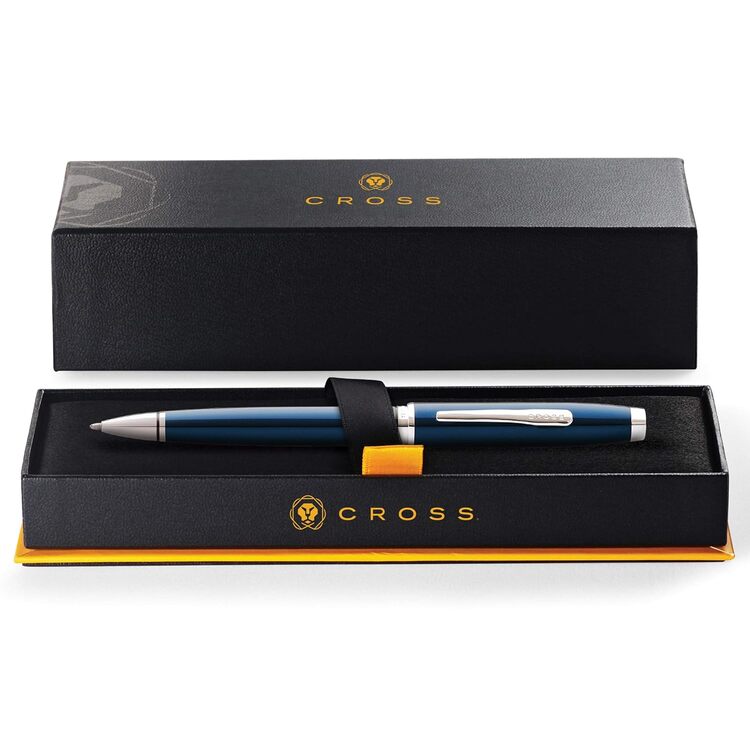 Cross Coventry Ballpoint Pen – Blue Lacquer with Polished Chrome (Blue Ink)