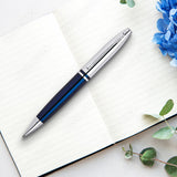 Coventry Blue Lacquer with Polished Chrome Appointments Ballpoint Pen (Blue Ink)
