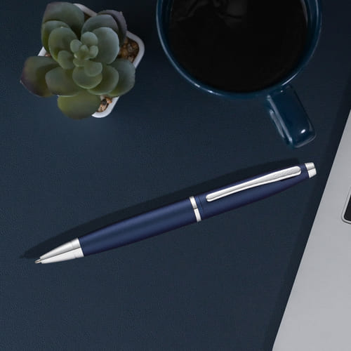 Cross Calais Matte Metallic Blue with Polished Chrome Appointments Ballpoint Pen (Blue Ink)