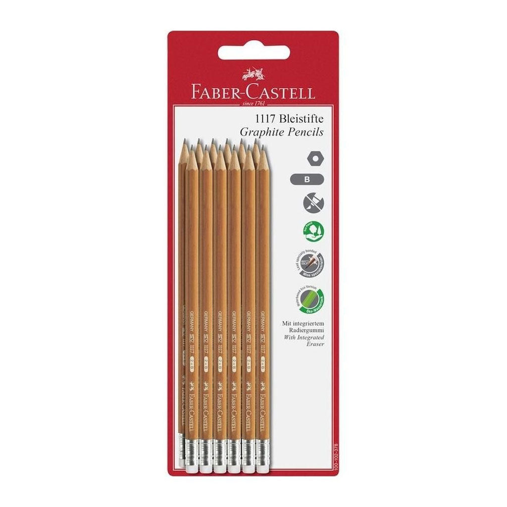 Faber-Castell Graphite Pencil HB With Eraser – Blister Pack of 12