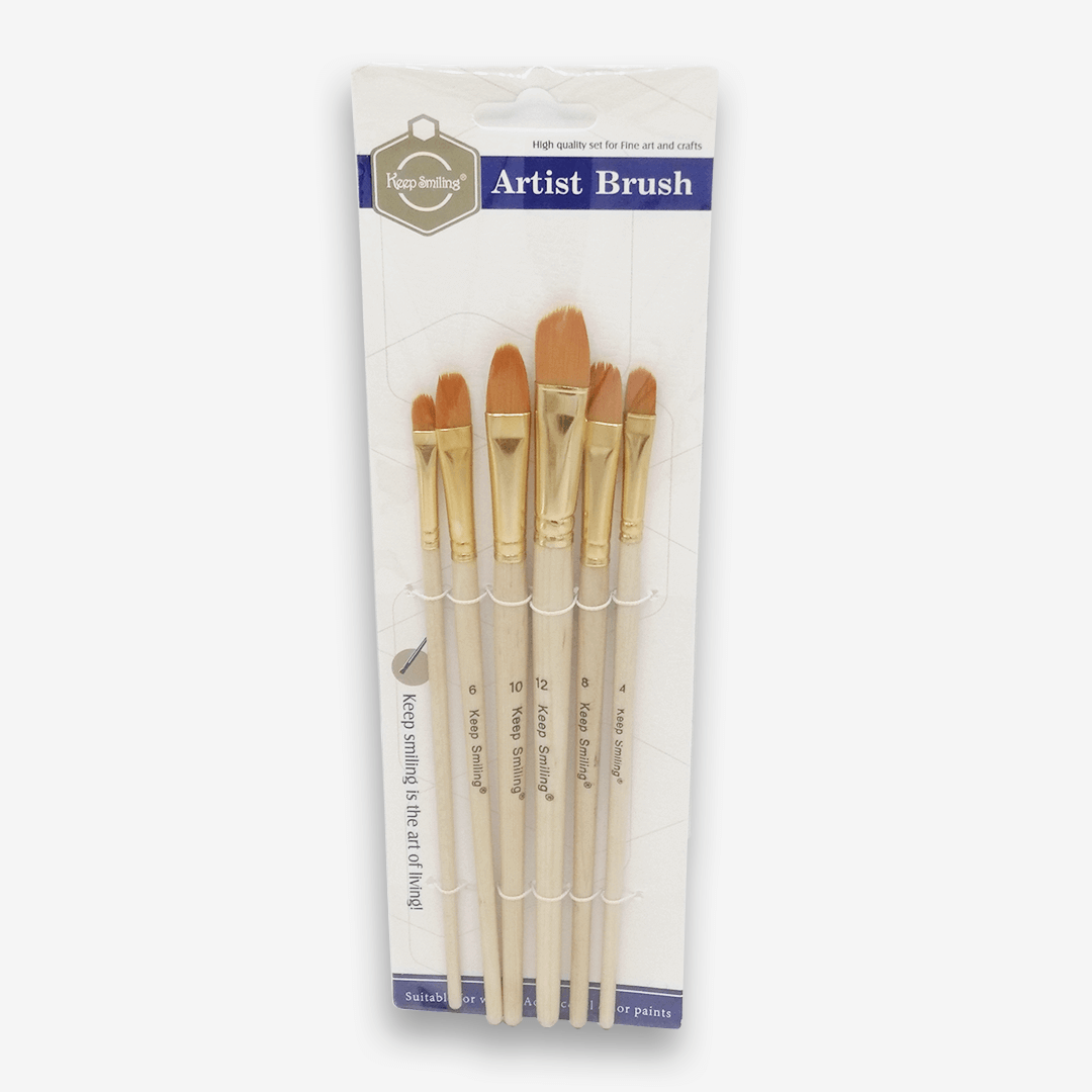 Keep Smiling Filbert Artist Brush Set Of 6