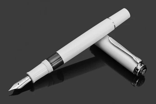 Pelikan Classic M205 Fountain Pen – White & Silver | Piston Filler | Made in Germany