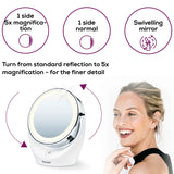 Beurer BS 49 Illuminated Cosmetics Mirror | LED Vanity Mirror with 5x Magnification (Original Germany)