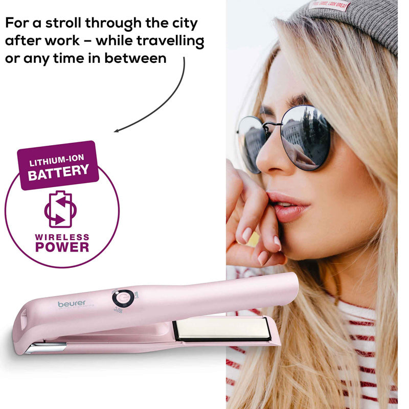 Beurer HS 20 Cordless Hair Straightener – Ceramic Flat Iron