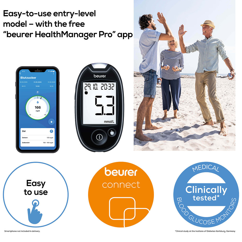 Beurer GL 44 Blood Glucose Monitor — Black (mg/dL)