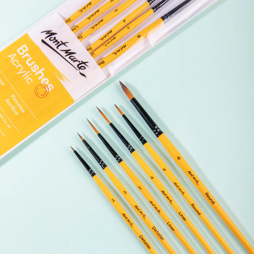 Mont Marte Gallery Series Acrylic Brush Set Of 6
